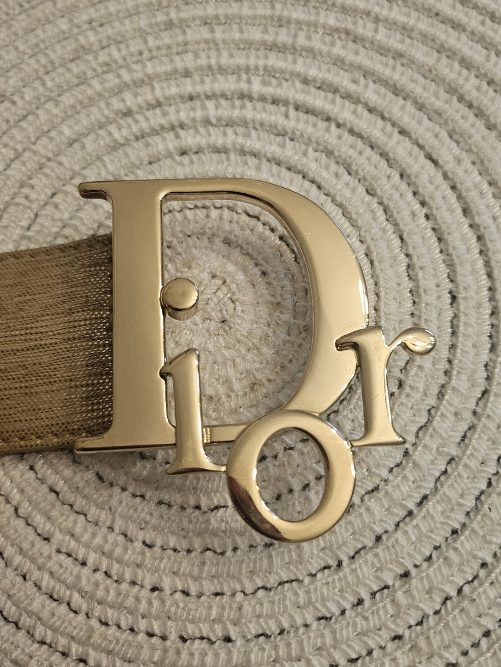 Vintage Christian Dior Diorquake Wide Logo Belt Size 85 Gold Buckle - Picture 2 of 8